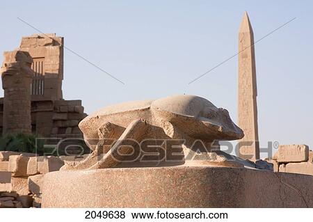 Stock Photo - Monumental Granite Statue Of A Scarab Dedicated By Amenhotep Iii In The Karnak Temple Complex, Luxor, Qina, Egypt. Fotosearch
