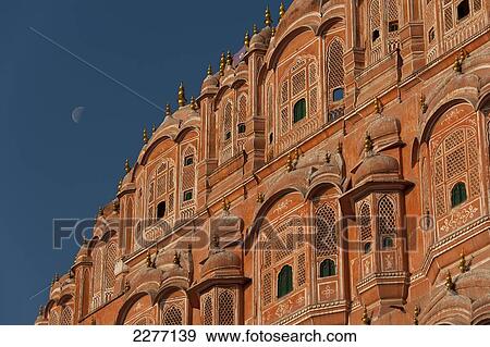 Moon over the Hawa Mahal (Palace of the Winds), Jaipur, India. View Large Photo Image Stock Photo - Moon over the Hawa Mahal (Palace of the Winds), Jaipur, India.. Fotosearch