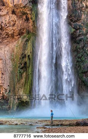 Stock Photograph - Mooney falls, Havasupai Reservation, Grand Canyon; Arizona, United States of America. Fotosearch