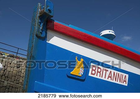 Stock Photo - Moored Boat At The Old Quay, Hugh Town, St Mary's, Isles Of Scilly, Cornwall, Uk, Europe. Fotosearch