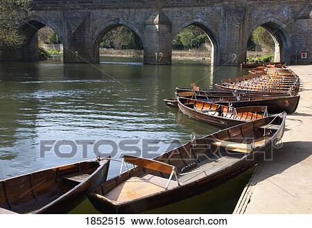Stock Photography - Moored Boats, Durham, County Durham, England. Fotosearch