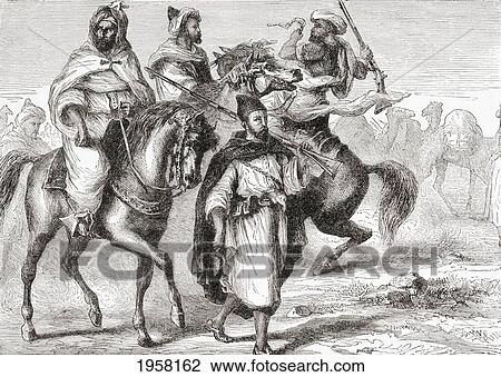 Stock Image - Moors In The 19Th Century. From Africa By Keith Johnston, Published 1884.. Fotosearch
