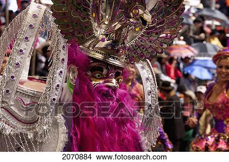 Morenada Dancer Wearing An Elaborate Mask And Costume In The Procession Of The Carnaval De Oruro, Oruro, Bolivia View Large Photo Image Picture - Morenada Dancer Wearing An Elaborate Mask And Costume In The Procession Of The Carnaval De Oruro, Oruro, Bolivia. Fotosearch