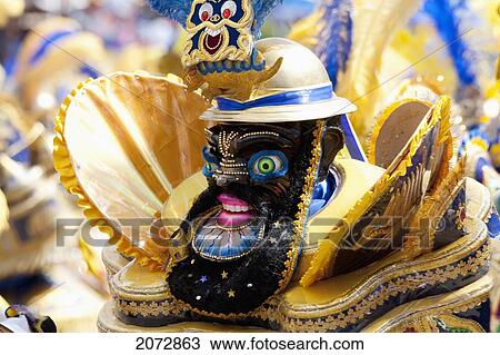 Stock Image - Morenada Dancer Wearing An Elaborate Mask And Costume In The Procession Of The Carnaval De Oruro, Oruro, Bolivia. Fotosearch