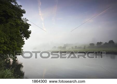 Morning Mist Along The Banks Of The River Boyne Boyne Valley County Meath Ireland Stock Image Fotosearch