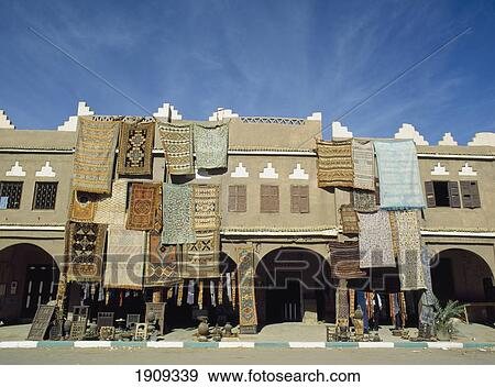 Stock Photo - Moroccan Carpet Shop, Marrakesh, Morocco.. Fotosearch