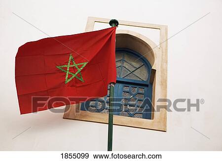 Stock Photo - Moroccan Flag, Morocco, North Africa. Fotosearch