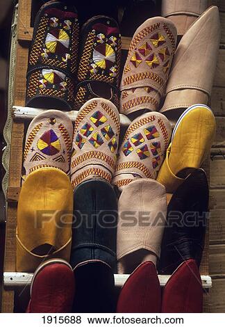Stock Photo - Moroccan Slippers, Souk. Fotosearch