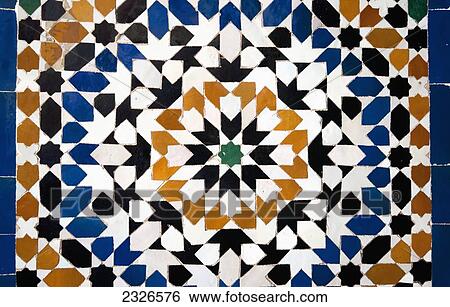 Morocco, Bahia Palace; Marrakech, Mosaic tile floor detail at Palais Bahia View Large Photo Image Stock Photograph - Morocco, Bahia Palace; Marrakech, Mosaic tile floor detail at Palais Bahia. Fotosearch