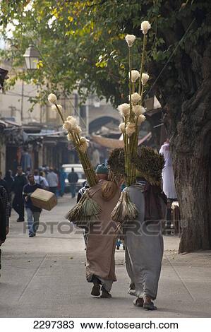Morocco, Brush salesmen walking through alleys; Fez View Large Photo Image Stock Image - Morocco, Brush salesmen walking through alleys; Fez. Fotosearch