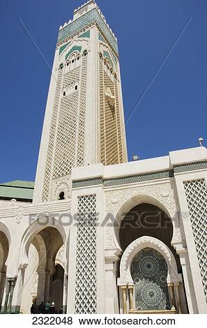Morocco, Casablanca, Hassan II Mosque View Large Photo Image Stock Photo - Morocco, Casablanca, Hassan II Mosque. Fotosearch