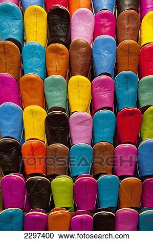 Morocco, Colorful selection of Babouche slippers for sale in souk; Marrakesh View Large Photo Image Stock Image - Morocco, Colorful selection of Babouche slippers for sale in souk; Marrakesh. Fotosearch