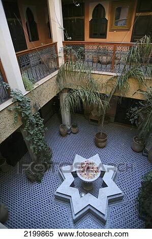 Morocco, Courtyard At Hotel Riad Jnane Mogador; Marrakesh/Marrakech/ View Large Photo Image Stock Photography - Morocco, Courtyard At Hotel Riad Jnane Mogador; Marrakesh/Marrakech/. Fotosearch