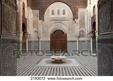 Morocco, Courtyard of Medersa el Attarin; Fez View Large Photo Image Stock Image - Morocco, Courtyard of Medersa el Attarin; Fez. Fotosearch