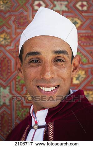 Stock Photo - Morocco, Doorman of La Mamounia Hotel; Marrakech. Fotosearch