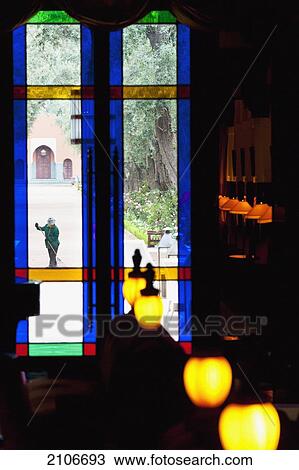 Morocco, Garden seen through stained glass window; Marrakech View Large Photo Image Stock Image - Morocco, Garden seen through stained glass window; Marrakech. Fotosearch