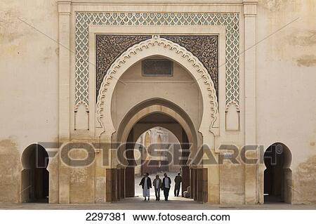 Morocco, Men walking through Bab Segma gate next to Makina; Fez View Large Photo Image Stock Image - Morocco, Men walking through Bab Segma gate next to Makina; Fez. Fotosearch