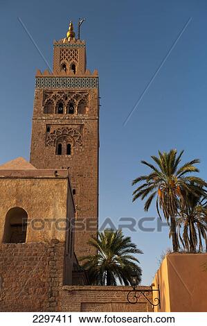 Morocco, Minaret of Koutoubia mosque at dawn; Marrakesh View Large Photo Image Stock Image - Morocco, Minaret of Koutoubia mosque at dawn; Marrakesh. Fotosearch