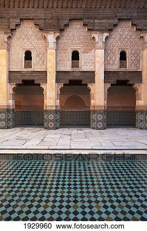 Morocco, Swimming pool in courtyard of Ben Youssef Medersa; Marrakesh View Large Photo Image Stock Image - Morocco, Swimming pool in courtyard of Ben Youssef Medersa; Marrakesh. Fotosearch