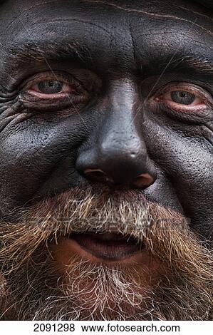 Stock Photo - Morris Dancer With Black-Painted Face, Lewes, East Sussex, Uk. Fotosearch