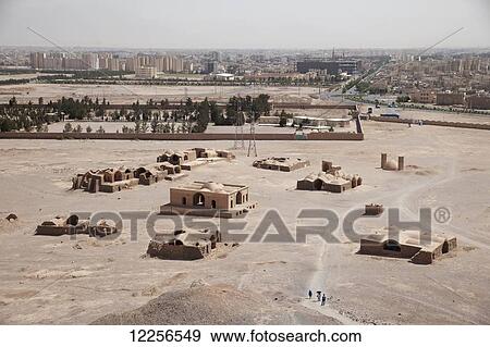 Mortuary reception buildings, viewed from Zoroastrian Towers of Silence (Dakhmeh); Yazd, Iran View Large Photo Image Stock Photo - Mortuary reception buildings, viewed from Zoroastrian Towers of Silence (Dakhmeh); Yazd, Iran. Fotosearch