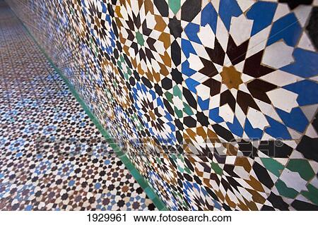 Mosaic detail of floor and wall tile, Ben Youssef Madrasa; Marrakesh, Morocco View Large Photo Image Stock Image - Mosaic detail of floor and wall tile, Ben Youssef Madrasa; Marrakesh, Morocco. Fotosearch