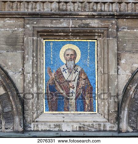 Stock Image - Mosaic Of A Religious Figure In Church Of The Savior On Spilled Blood; St. Petersburg Russia. Fotosearch