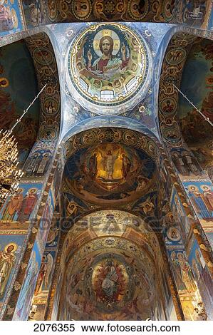 Stock Photography - Mosaic On The Walls Inside Church Of The Savior On Spilled Blood; St. Petersburg Russia. Fotosearch