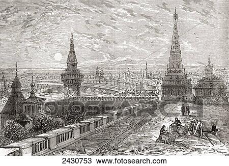 Stock Image - Moscow, Russia in the 19th century. From The National Encyclopaedia, published c. 1890.. Fotosearch