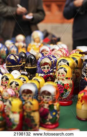 Stock Image - Moscow, Russia russian dolls on a souvenier stalls around Red Square. Fotosearch