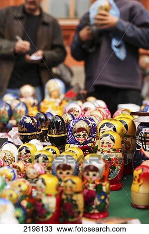 Stock Image - Moscow, Russia russian dolls on a souvenier stalls around Red Square. Fotosearch