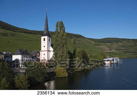 Picture - Mosel valley; Piesport, Rhineland-Palatinate, Germany. Fotosearch