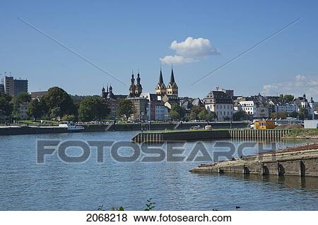 Stock Photo - Moselle River With Steeples Of Florins Church And The Church Of Our Beloved Lady; Koblenz Rhineland-Palatinate Germany. Fotosearch