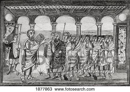 Stock Image - Moses Giving The Law. From The Book Short History Of The English People By J. R. Green, Published London 1893. Fotosearch