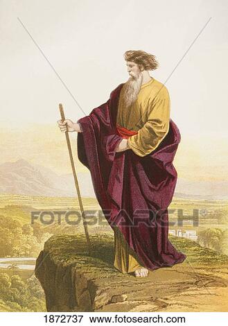 Moses Viewing The Promised Land At The End Of The Exodus. From The Holy Bible Published By William Collins, Sons, & Company In 1869. Chromolithograph By J. M. Kronheim & Co. View Large Photo Image Stock Photo - Moses Viewing The Promised Land At The End Of The Exodus. From The Holy Bible Published By William Collins, Sons, & Company In 1869. Chromolithograph By J. M. Kronheim & Co.. Fotosearch