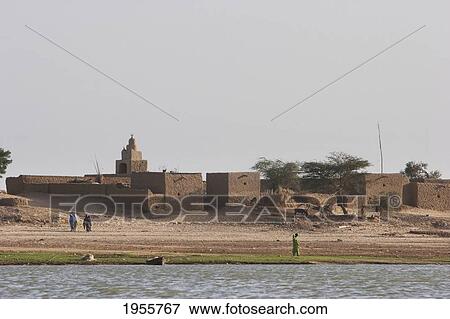 Stock Photo - Mosque In A Village Along The Shores Of The Niger River Between Niafunke And Kabara, Mali. Fotosearch