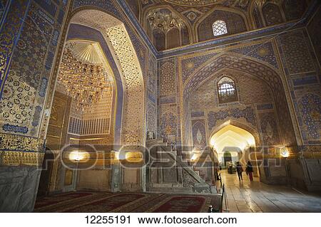 Mosque interior, Tillya Kari Madrassah, Registan Square; Samarkand, Uzbekistan View Large Photo Image Stock Image - Mosque interior, Tillya Kari Madrassah, Registan Square; Samarkand, Uzbekistan. Fotosearch