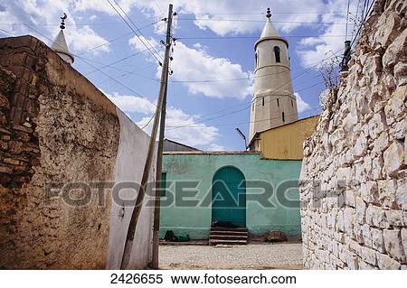 Stock Photography - Mosque minaret; Harar, Ethiopia. Fotosearch