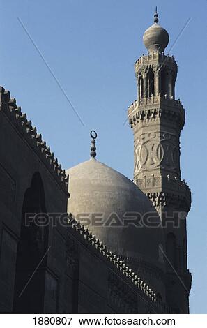 Stock Photo - Mosque Of Barquq, Minaret And Dome. Fotosearch