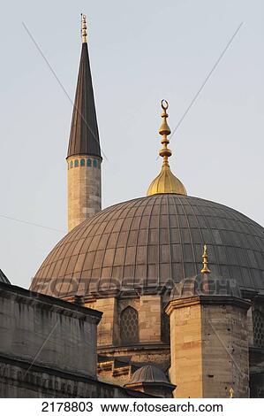 Mosque Of The Valide Sultan With A Domed Roof And Gold Spire; Istanbul Turkey View Large Photo Image Stock Image - Mosque Of The Valide Sultan With A Domed Roof And Gold Spire; Istanbul Turkey. Fotosearch