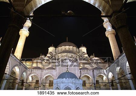 Mosque Yeni Camii At Night View Large Photo Image Stock Photography - Mosque Yeni Camii At Night. Fotosearch