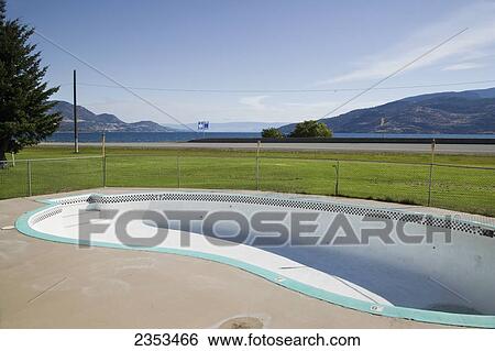 Stock Photograph - Motel Swimming Pool; British Columbia, Canada. Fotosearch