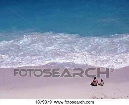 Mother And Child On Beach View Large Photo Image Stock Photo - Mother And Child On Beach. Fotosearch