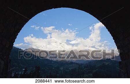 Stock Image - Mount Huascaran, As Seen Though The Arch Of The Yungay Cemetery, Ancash, Peru. Fotosearch