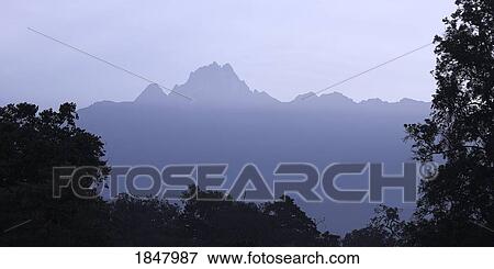 Stock Photo - Mount Kenya, Kenya, East Africa; Silhouette Of Mountain Peak. Fotosearch