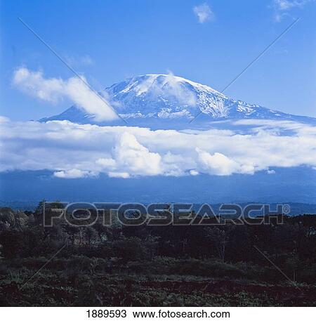 Mount Kilimanjaro With Low Clouds. View Large Photo Image Stock Image - Mount Kilimanjaro With Low Clouds.. Fotosearch