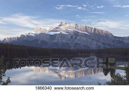 Stock Image - Mount Rundle, Two Jack Lake, Banff National Park; Banff National Park, Alberta, Canada. Fotosearch