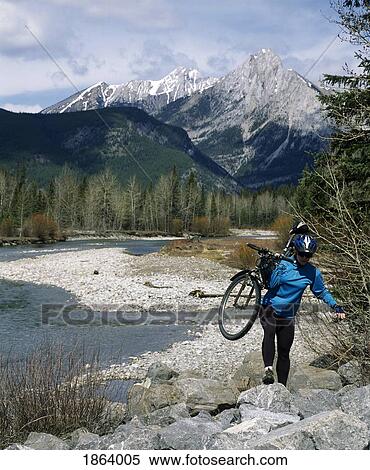 Stock Photography - Mountain Biking In The Rocky Mountains, Kananaskis, Alberta, Canada. Fotosearch