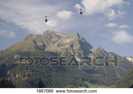 Stock Photo - Mountains And Gondola Lift, Mayrhofen, Tirol, Austria. Fotosearch