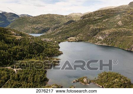 Stock Photo - Mountains And Lakes; Highlands Norway. Fotosearch